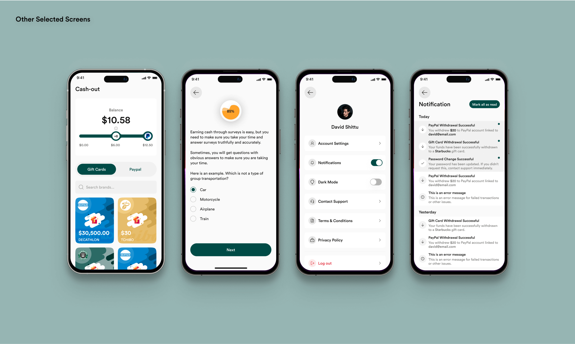 Other Selected Screens