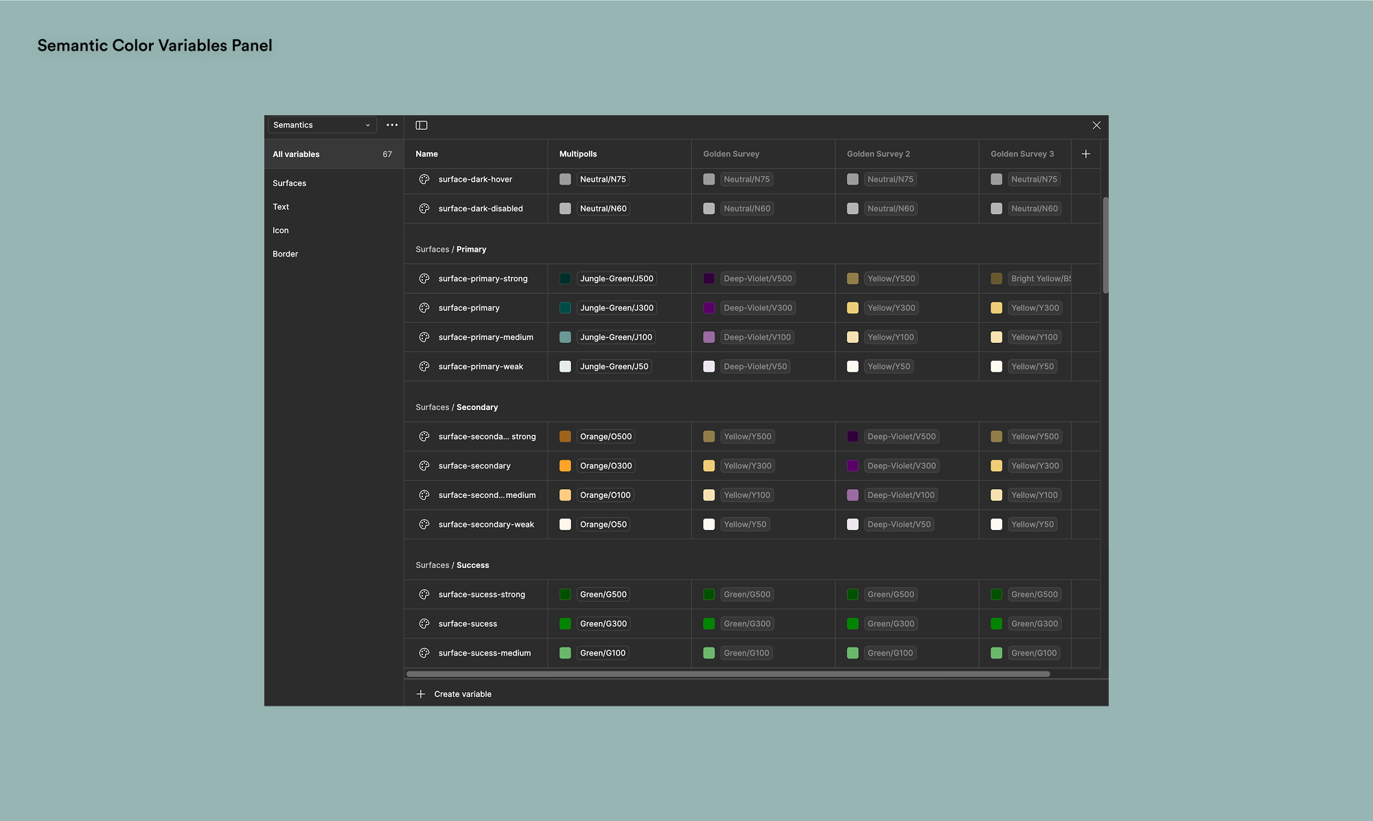 Semantic Color Variables Panel