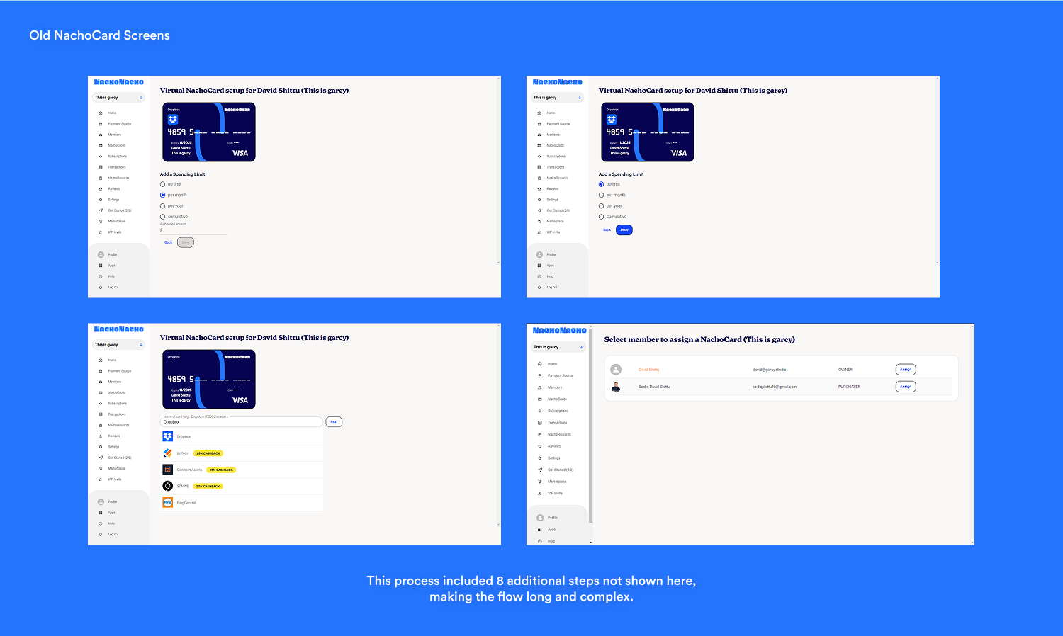 Old NachoCard Screens