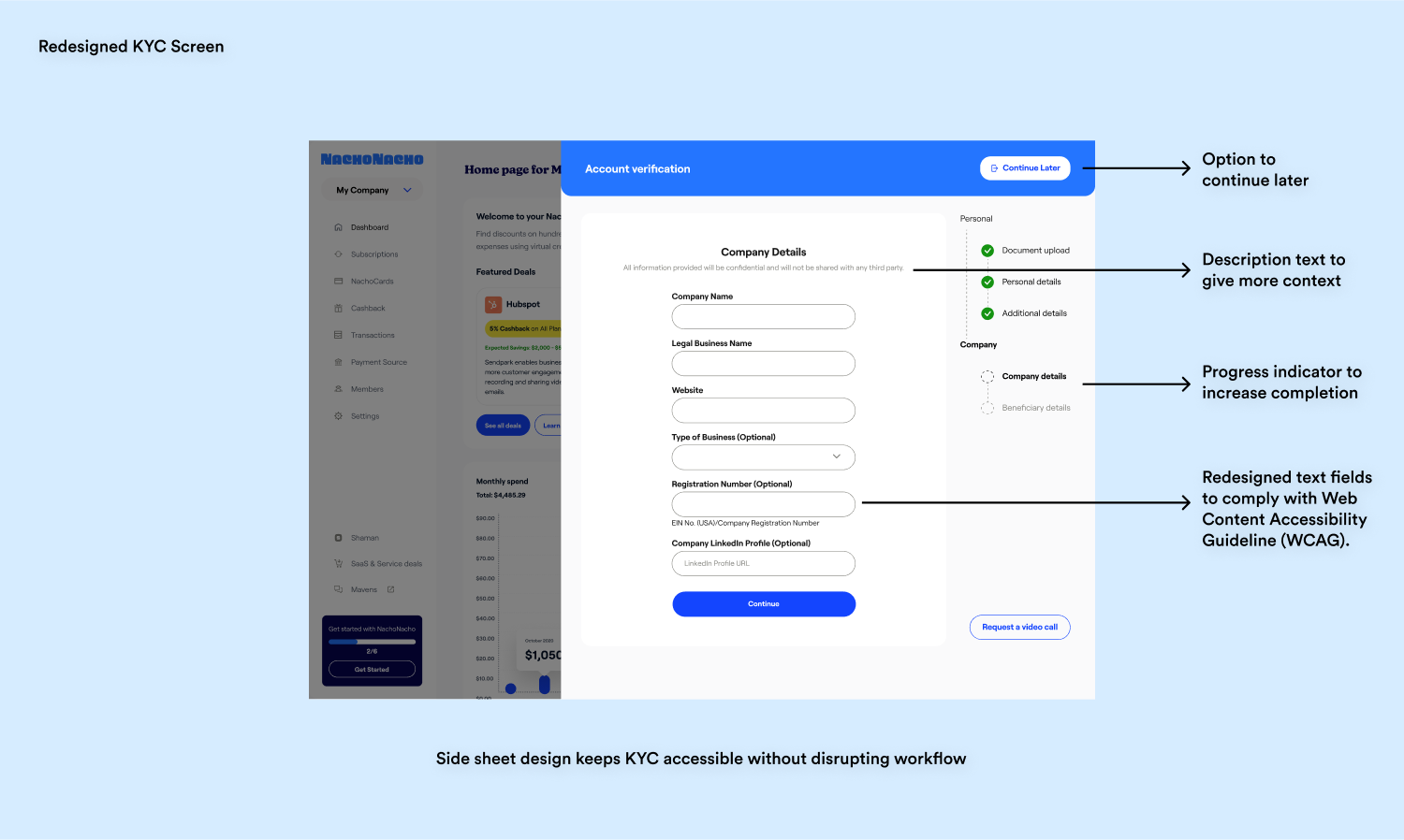 Redesigned KYC screen